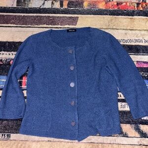 Anne Claire Blue Textured Long Sleeve Top sweater cardigan size 46